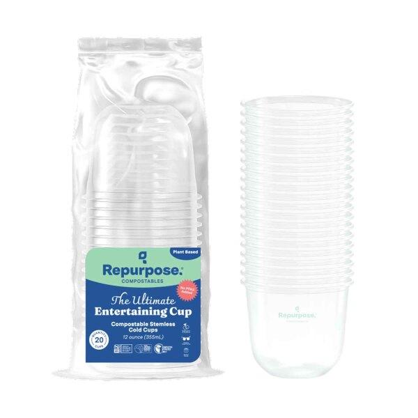 Compostable Stemless Wine Cups, 20 Ct