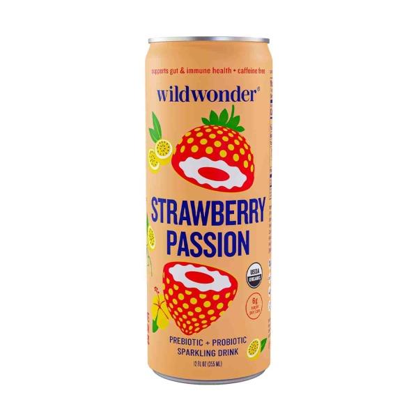 Prebiotic + Probiotic Sparkling Drink, Strawberry Passion, 12 Fl Oz